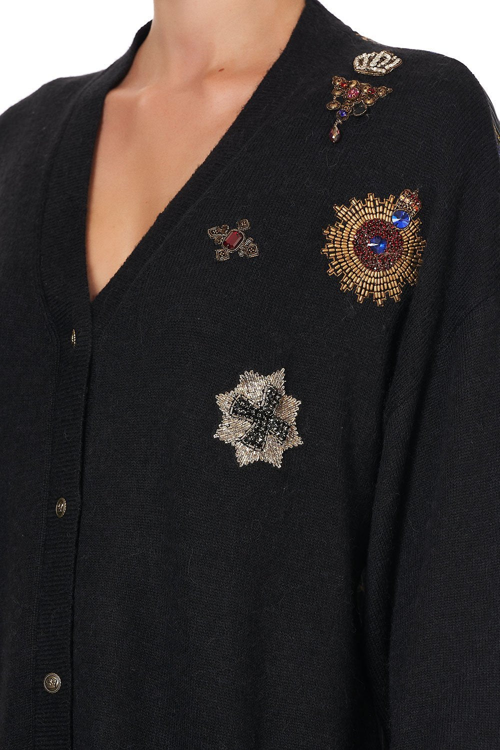 SILK BACK LONG LINE KNIT CARDIGAN PUNK OF PRIMROSE