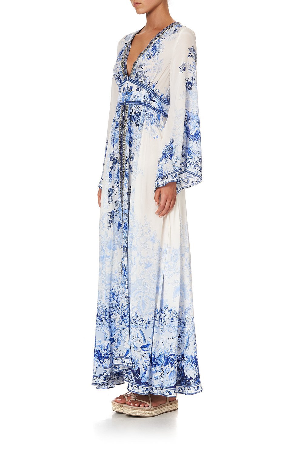 KIMONO SLEEVE DRESS WITH SHIRRING DETAIL HIGH TEA