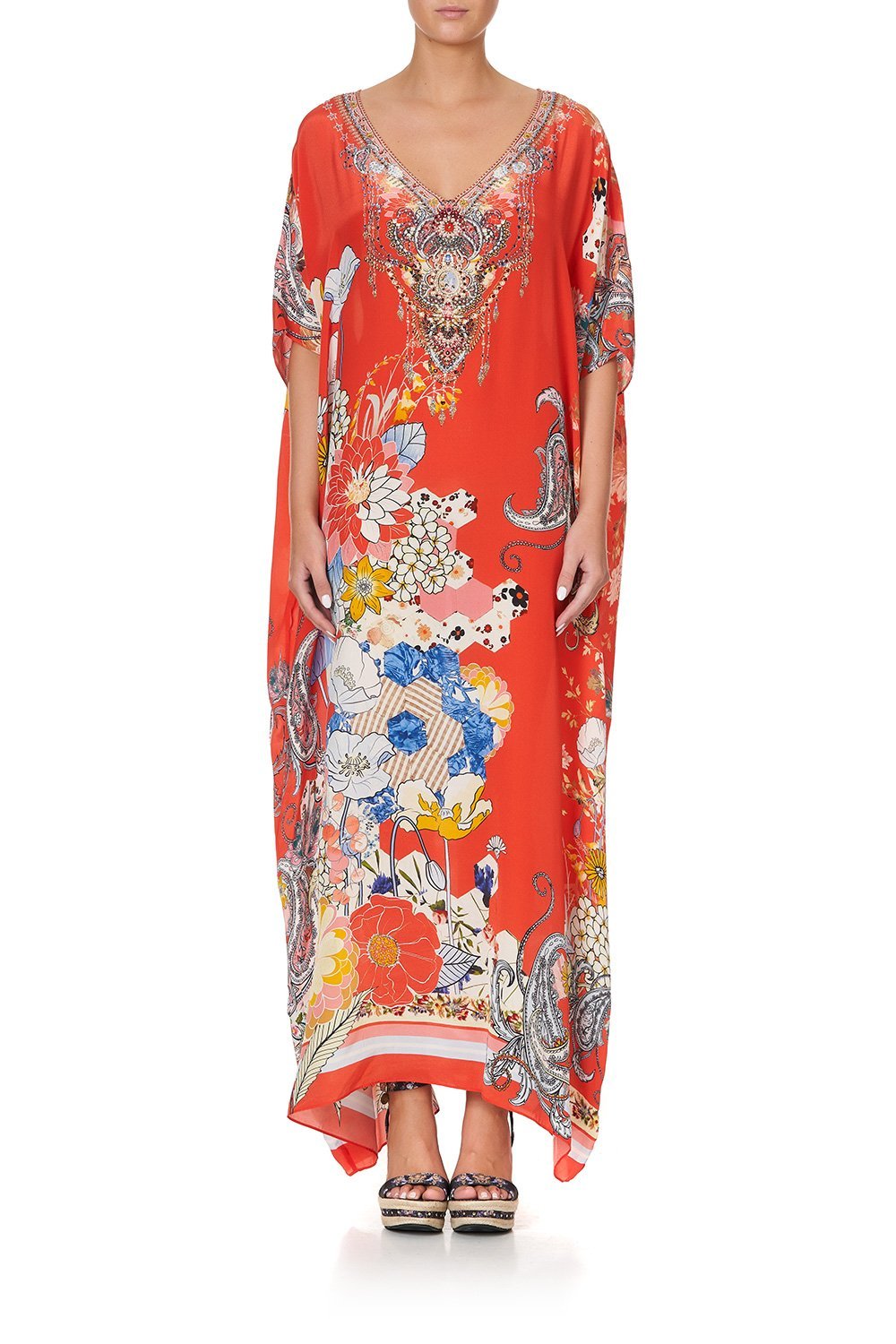 V-NECK KAFTAN PAISLEY IN PATCHES