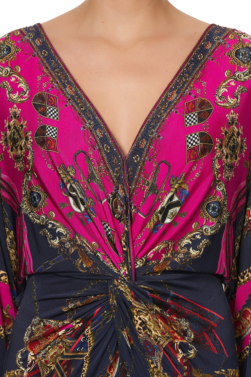 LONG SPLIT FRONT TWIST DRESS DINING HALL DARLING