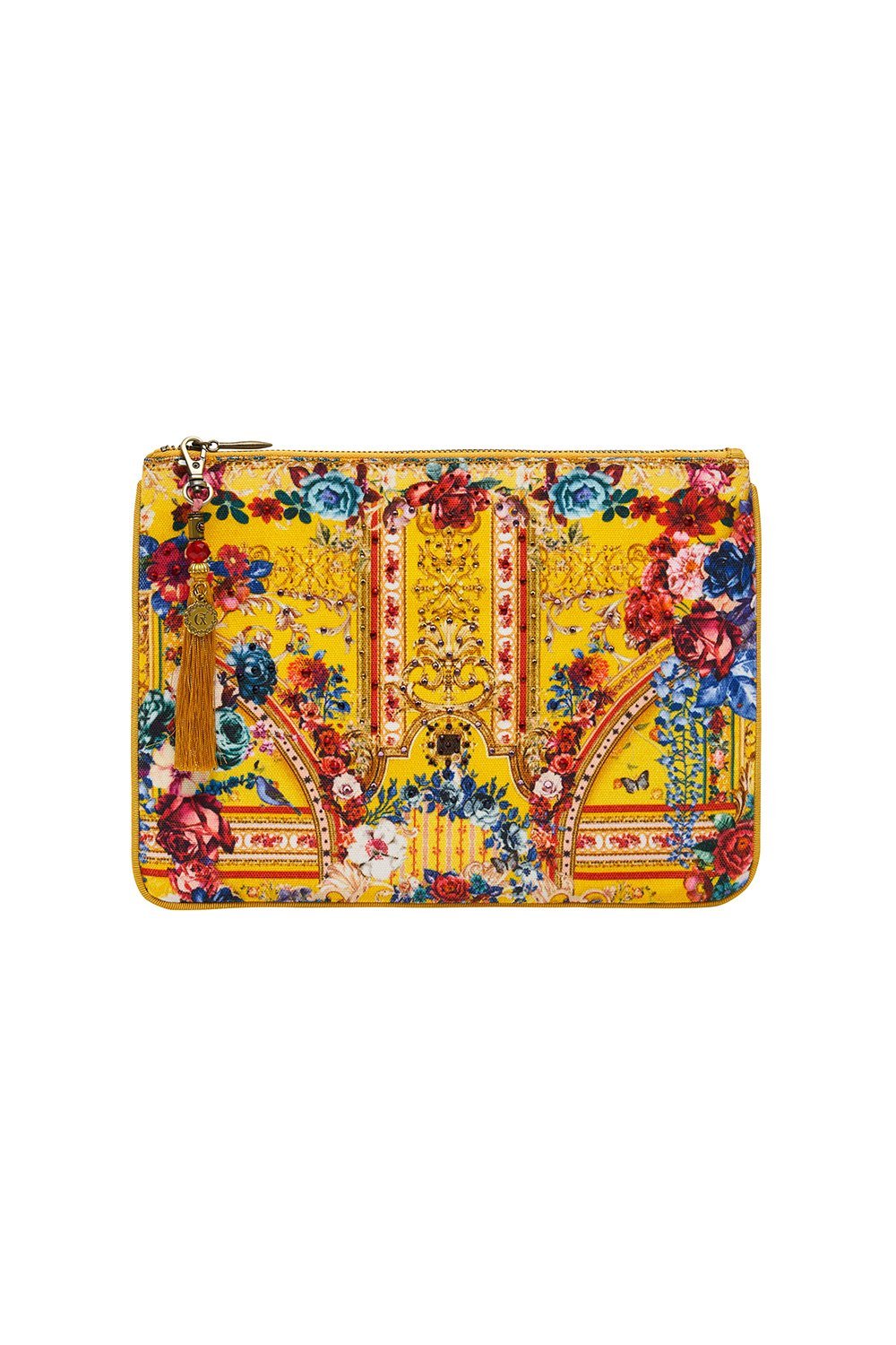 SMALL CANVAS CLUTCH CROWNED ROSES