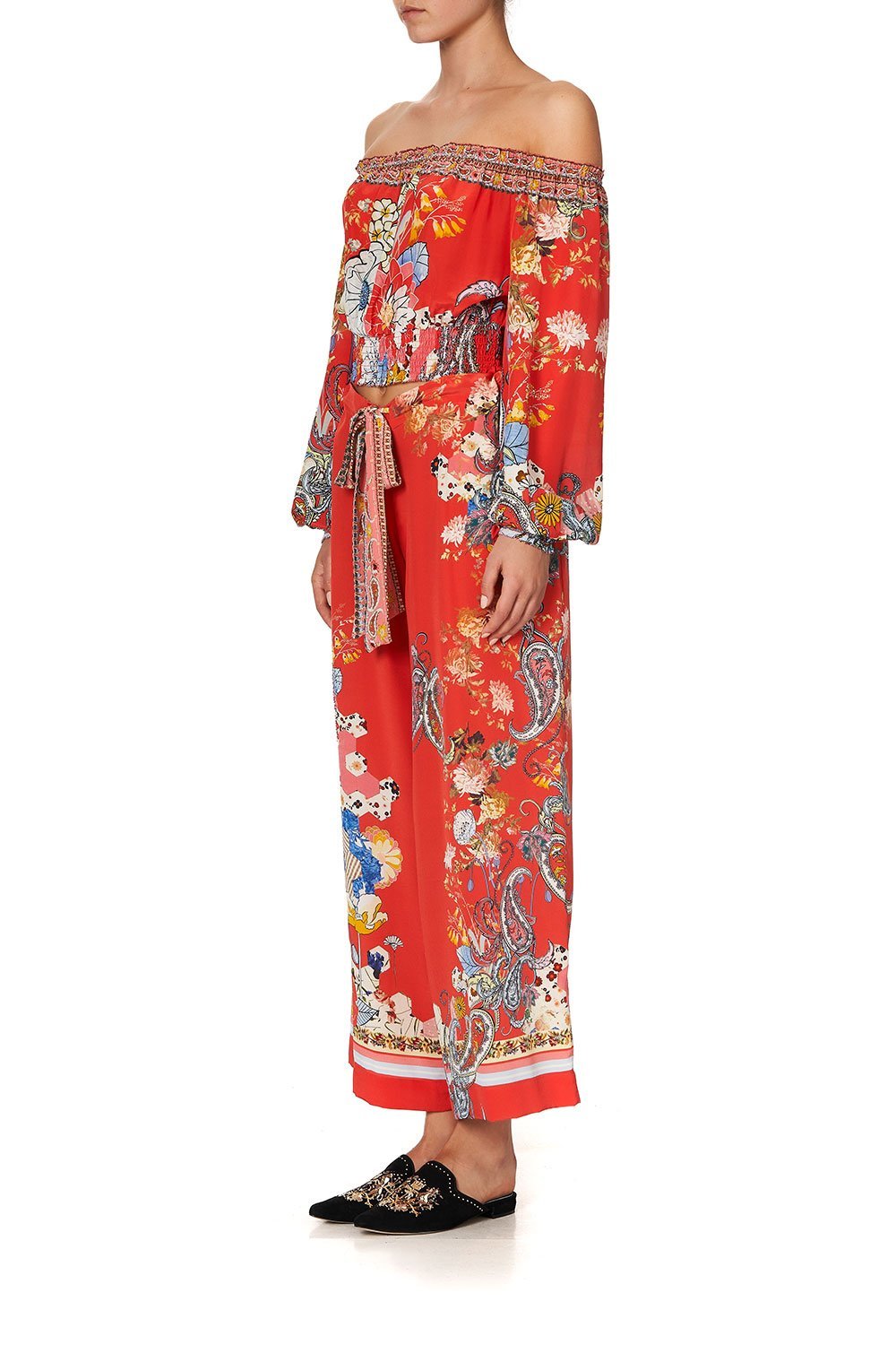 LOUNGE TROUSER WITH TIE WAIST PAISLEY IN PATCHES