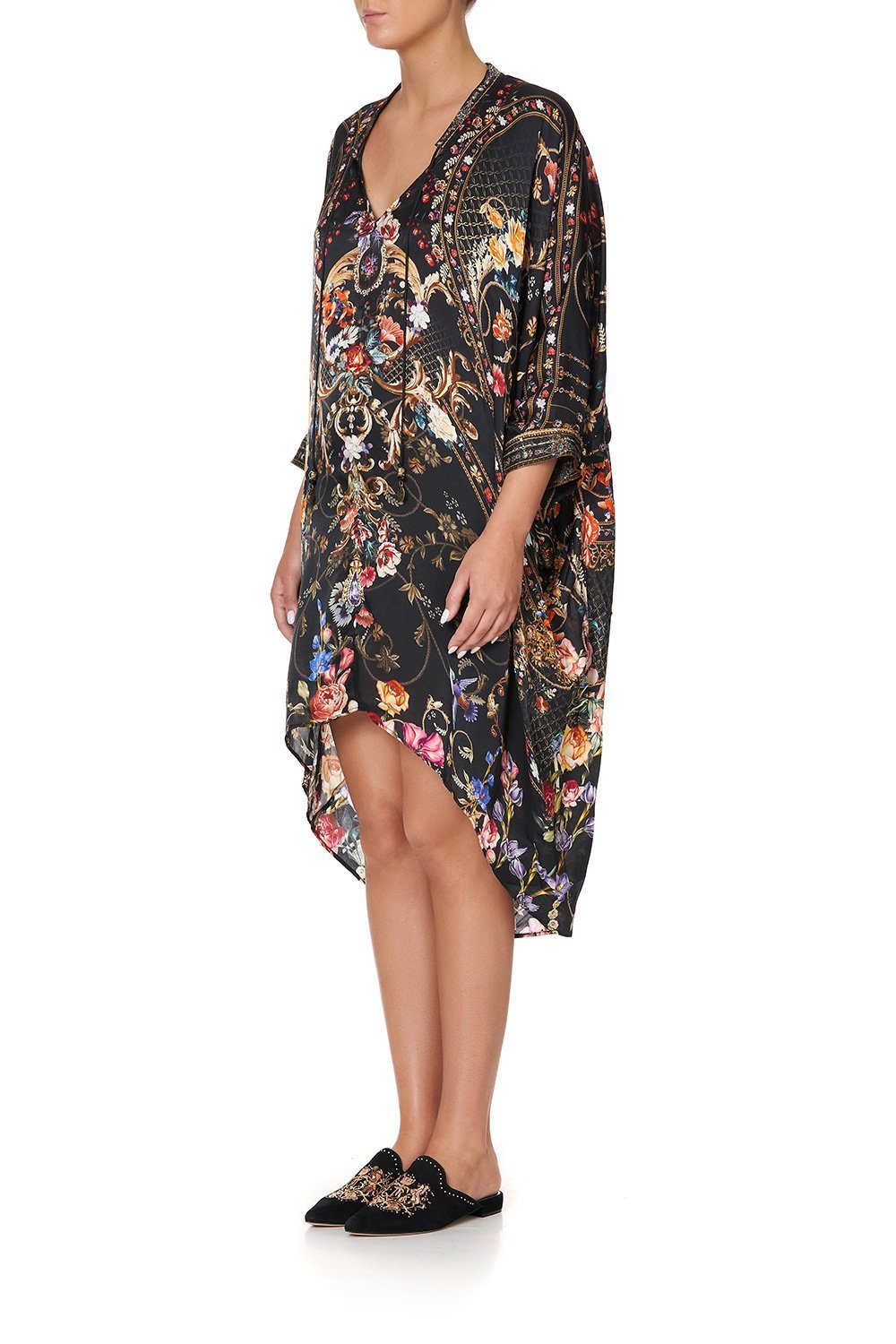 V-NECK DRESS WITH DRAPED BACK BLUSHING MANOR