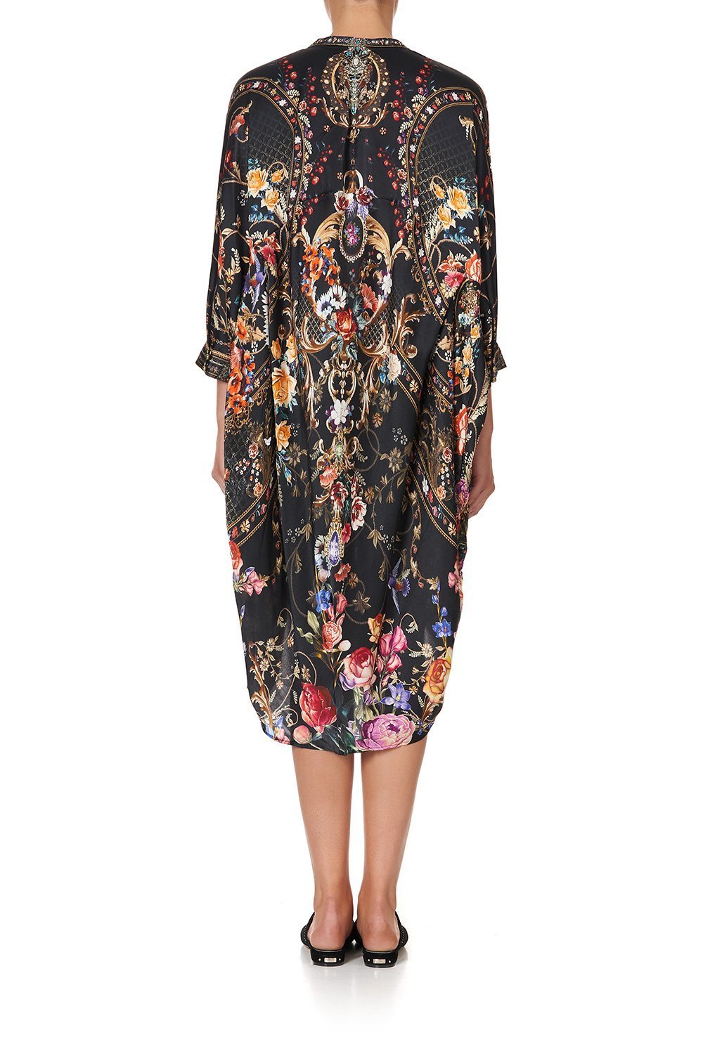 V-NECK DRESS WITH DRAPED BACK BLUSHING MANOR