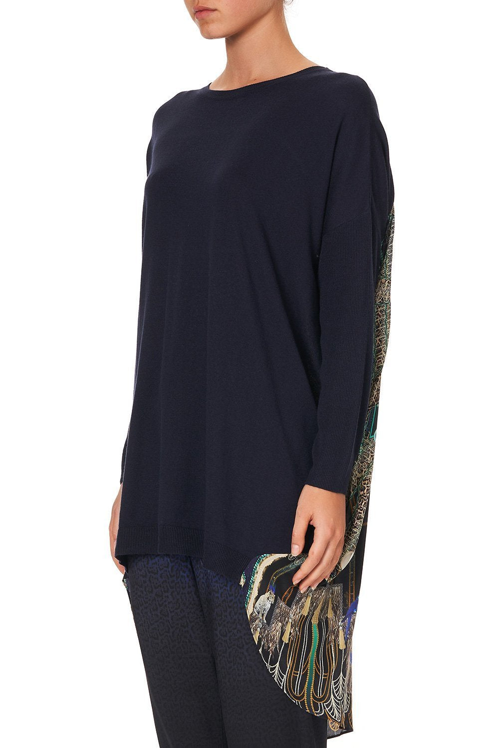 LONG SLEEVE JUMPER WITH PRINT BACK DRIPPING IN DECO