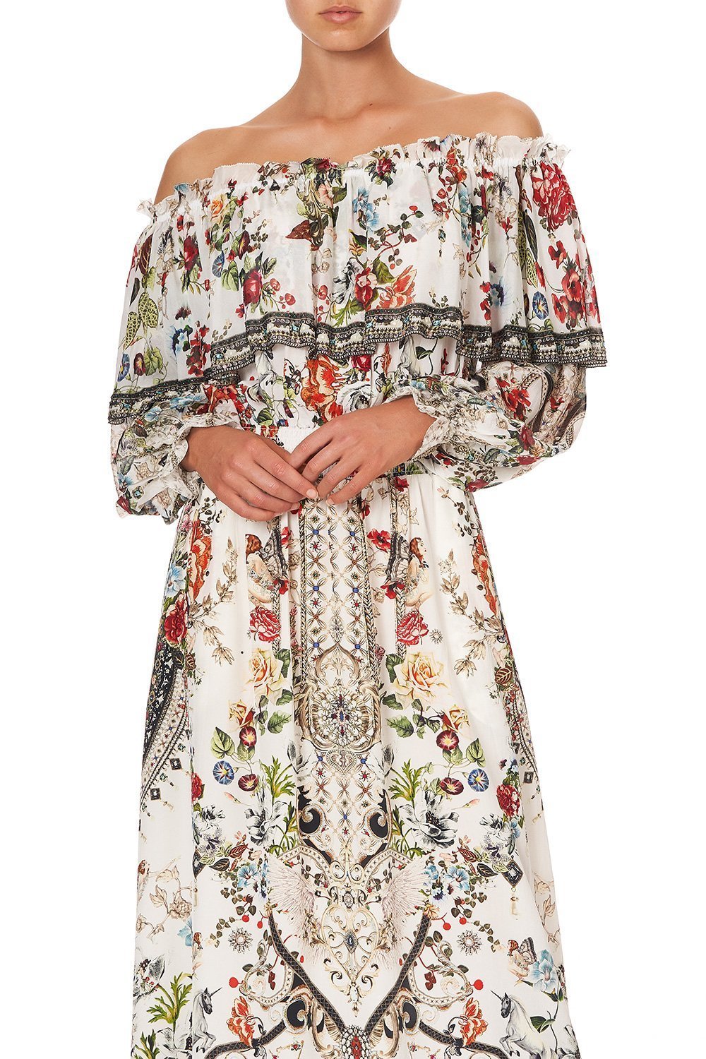 RUFFLE HEM LONG DRESS SHAKESPEARES GARDEN