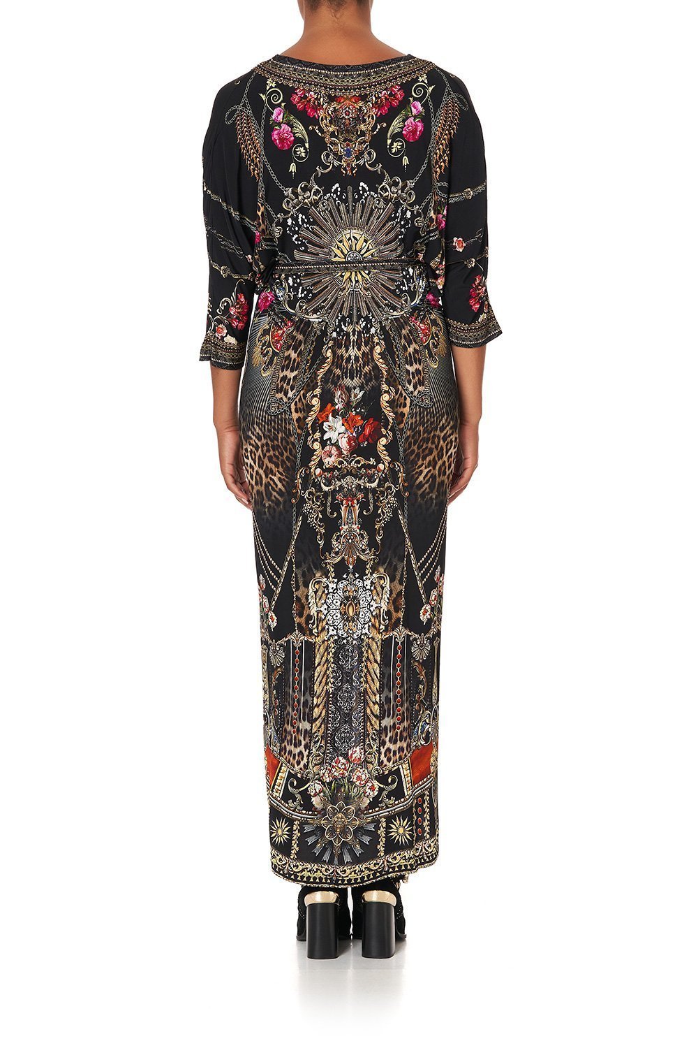 FITTED V NECK DRESS WITH TIE GOTHIC GODDESS