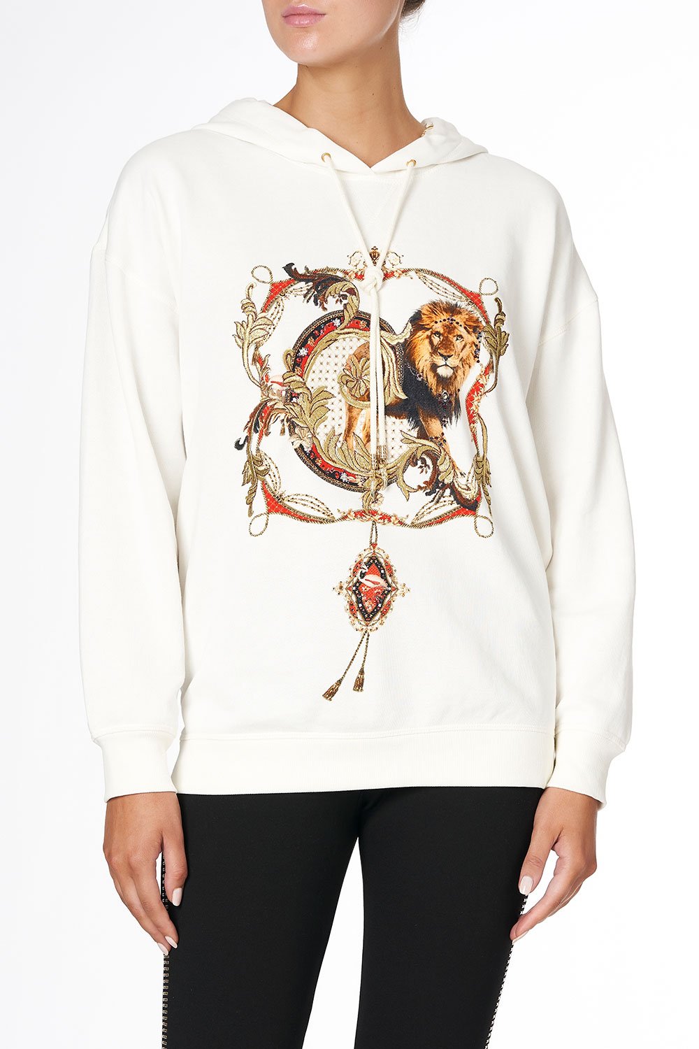 HOODY WITH POCKETS AND THE QUEEN WORE RED