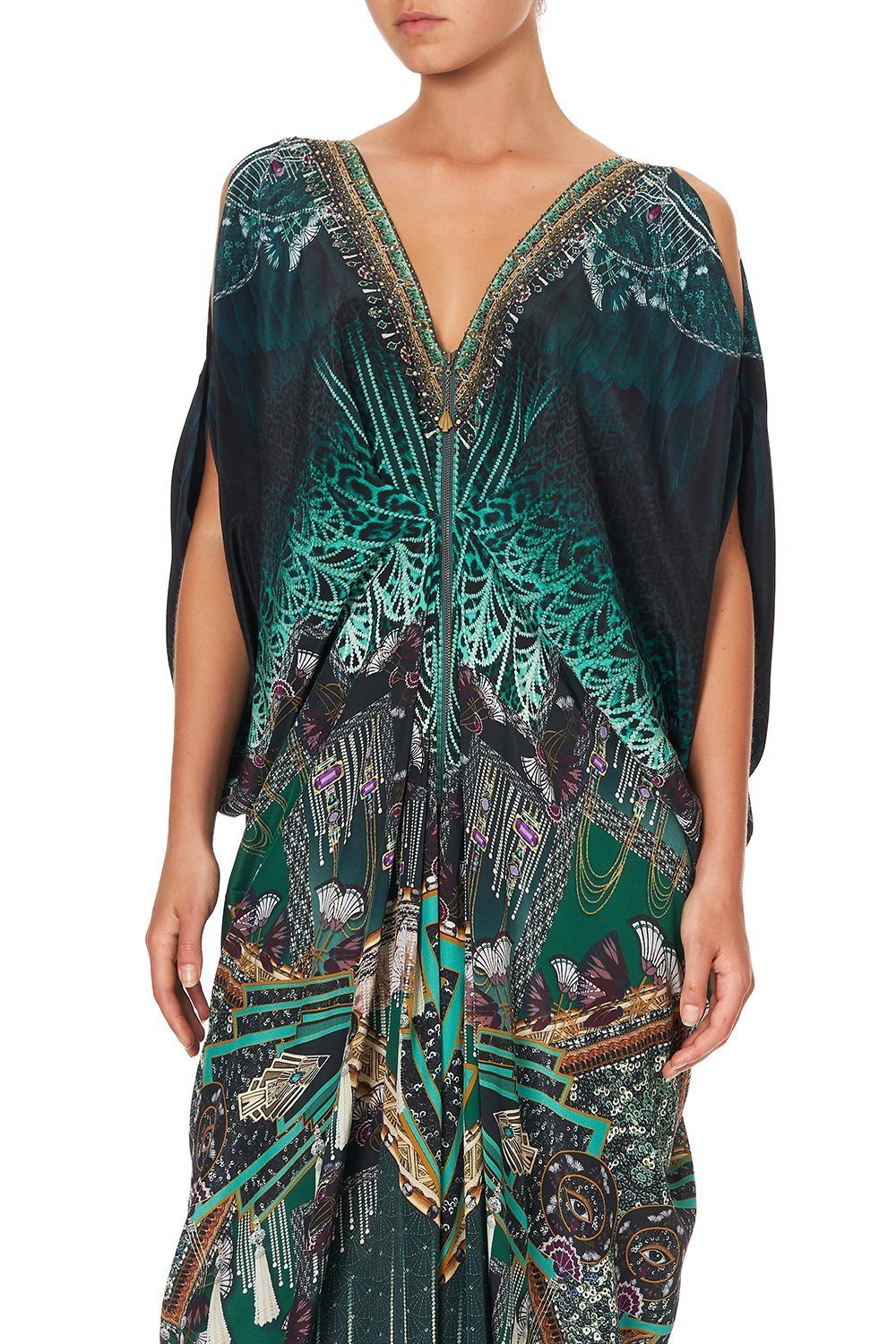 LONG DRAPE DRESS WITH ZIP FRONT FITZGERALDS FLAPPER