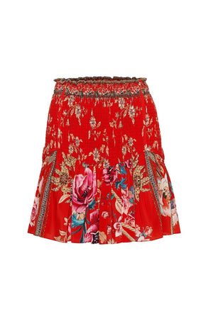 SHIRRED PANEL MINI SKIRT AND THE QUEEN WORE RED