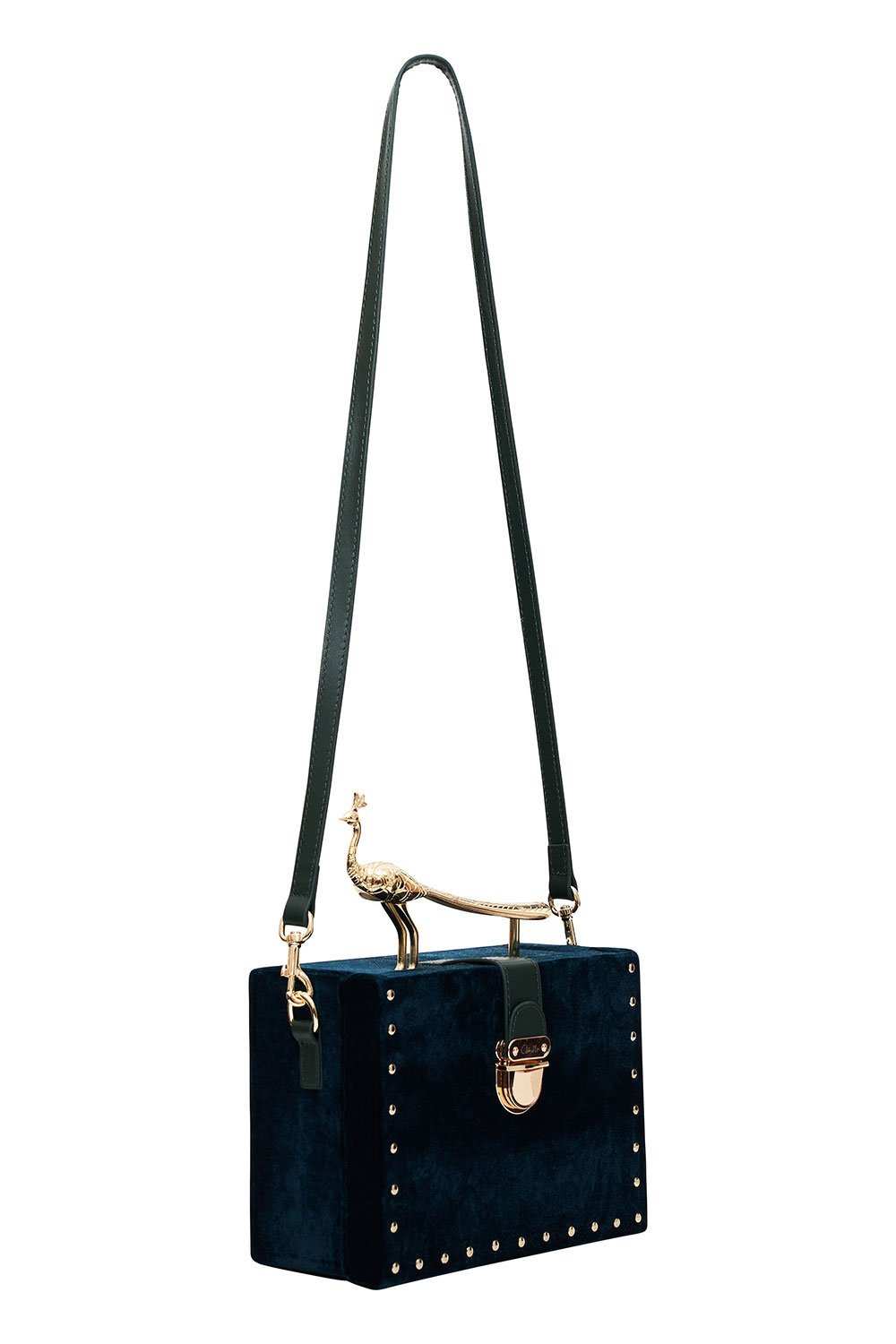 PEACOCK HANDLE BOX BAG LUXE EMERALD