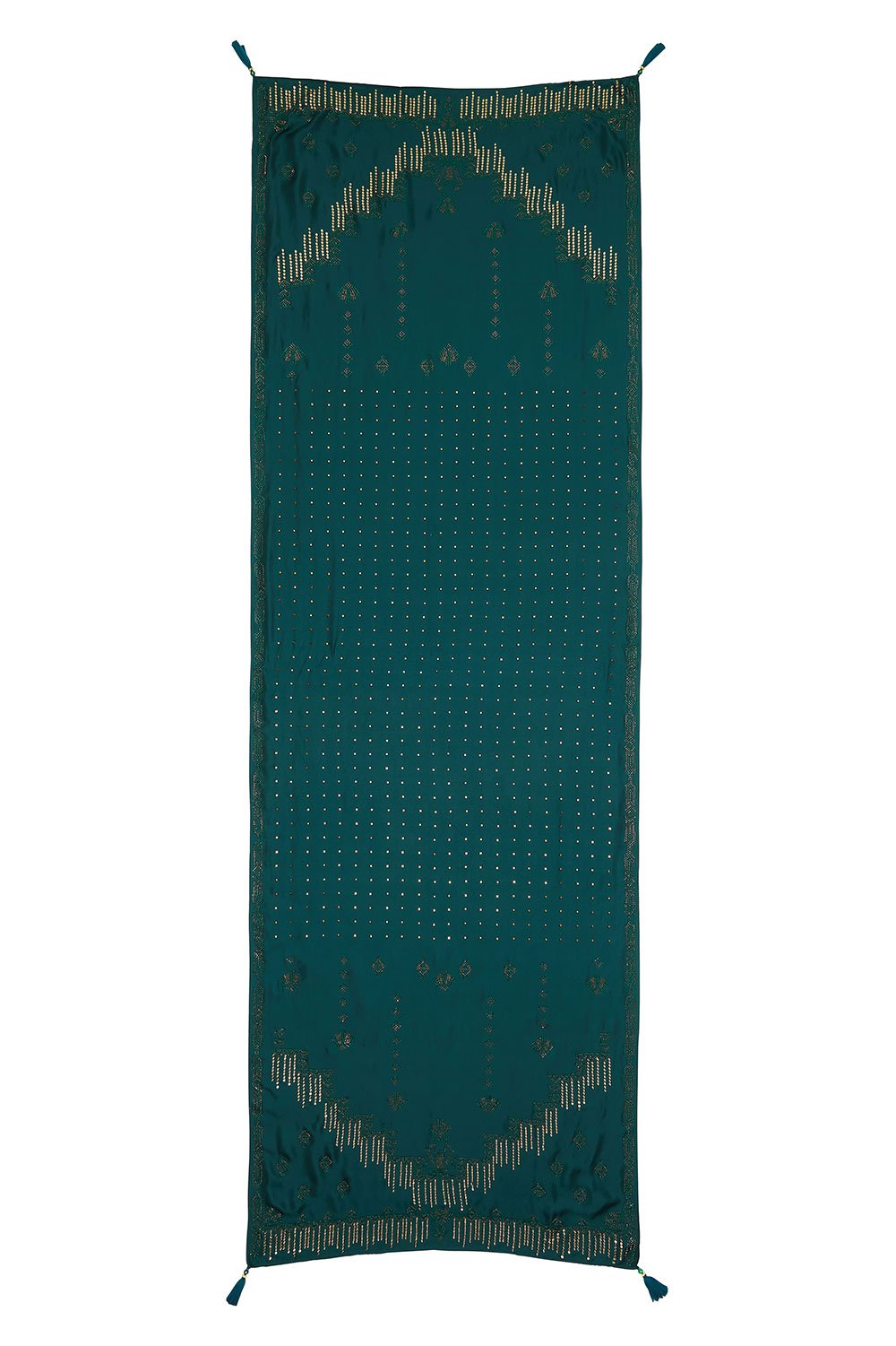 WIDE SCARF WITH TASSEL LUXE EMERALD