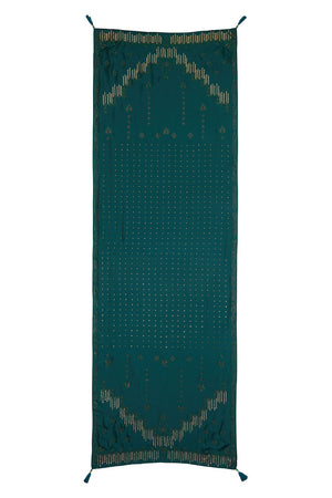 WIDE SCARF WITH TASSEL LUXE EMERALD
