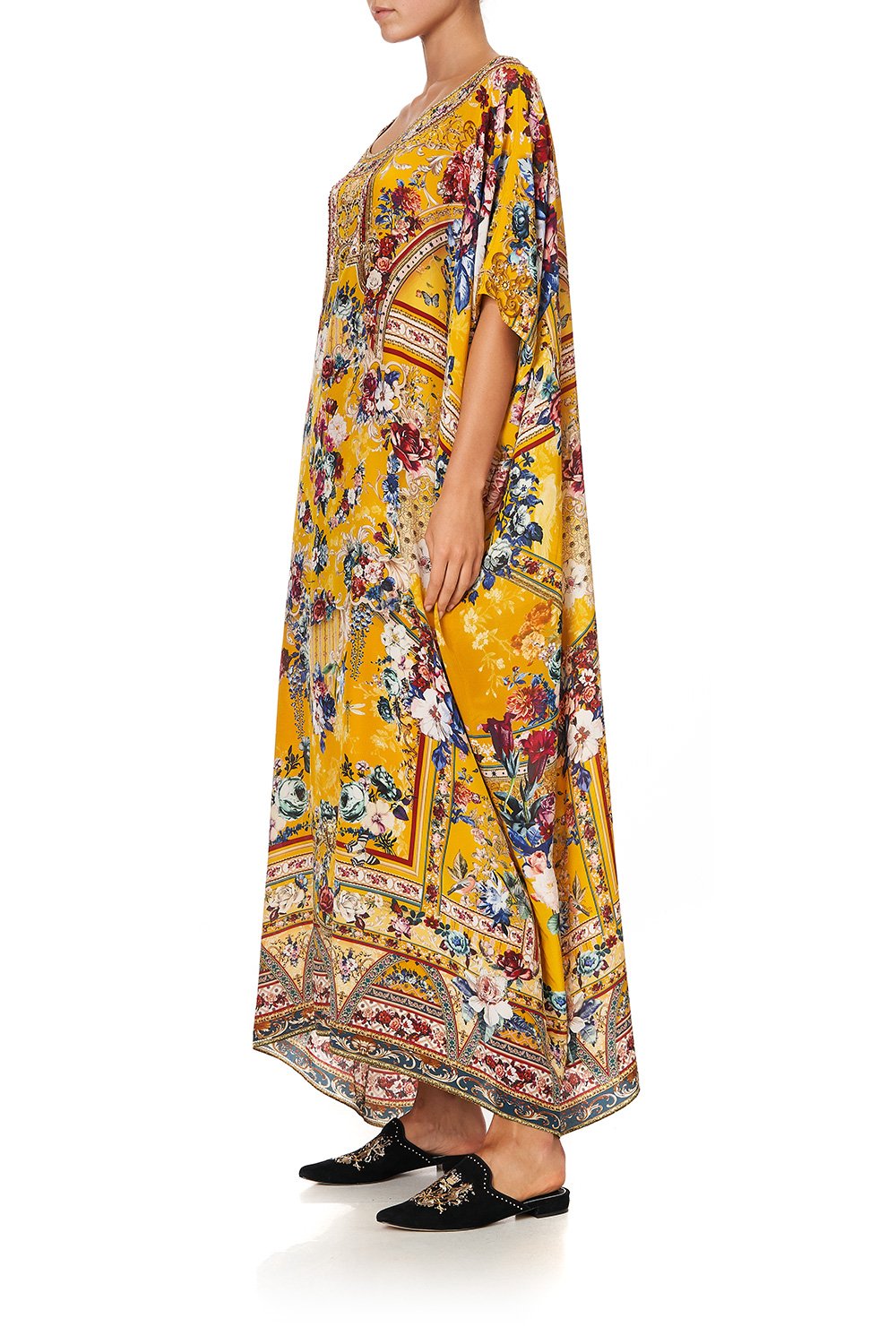 ROUND NECK KAFTAN CROWNED ROSES