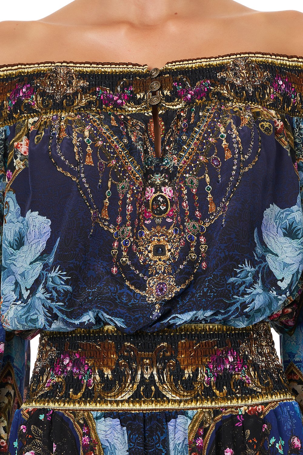 OFF SHOULDER SHORT DRESS FIELDS OF TREASURE