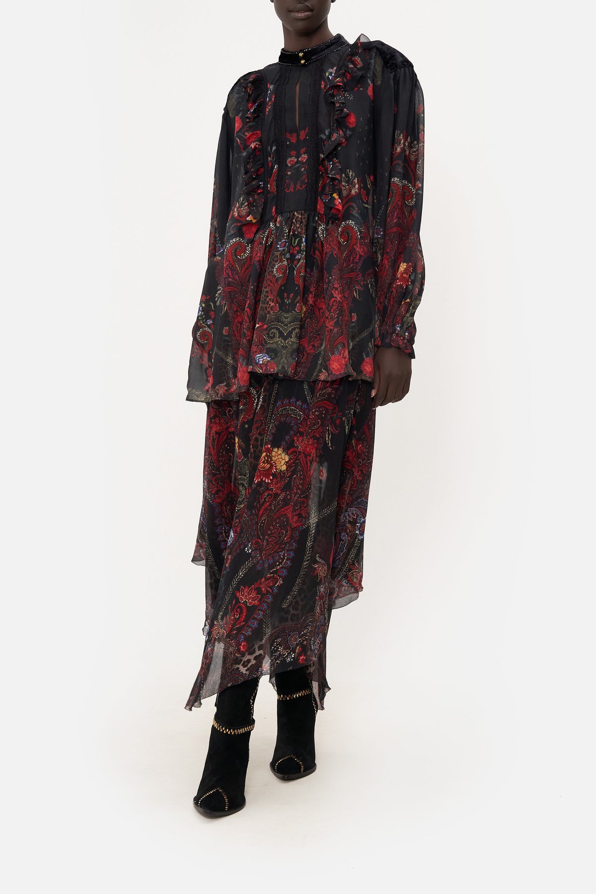 BLOUSON RUFFLE BLOUSE WOODSTOCK ROCK