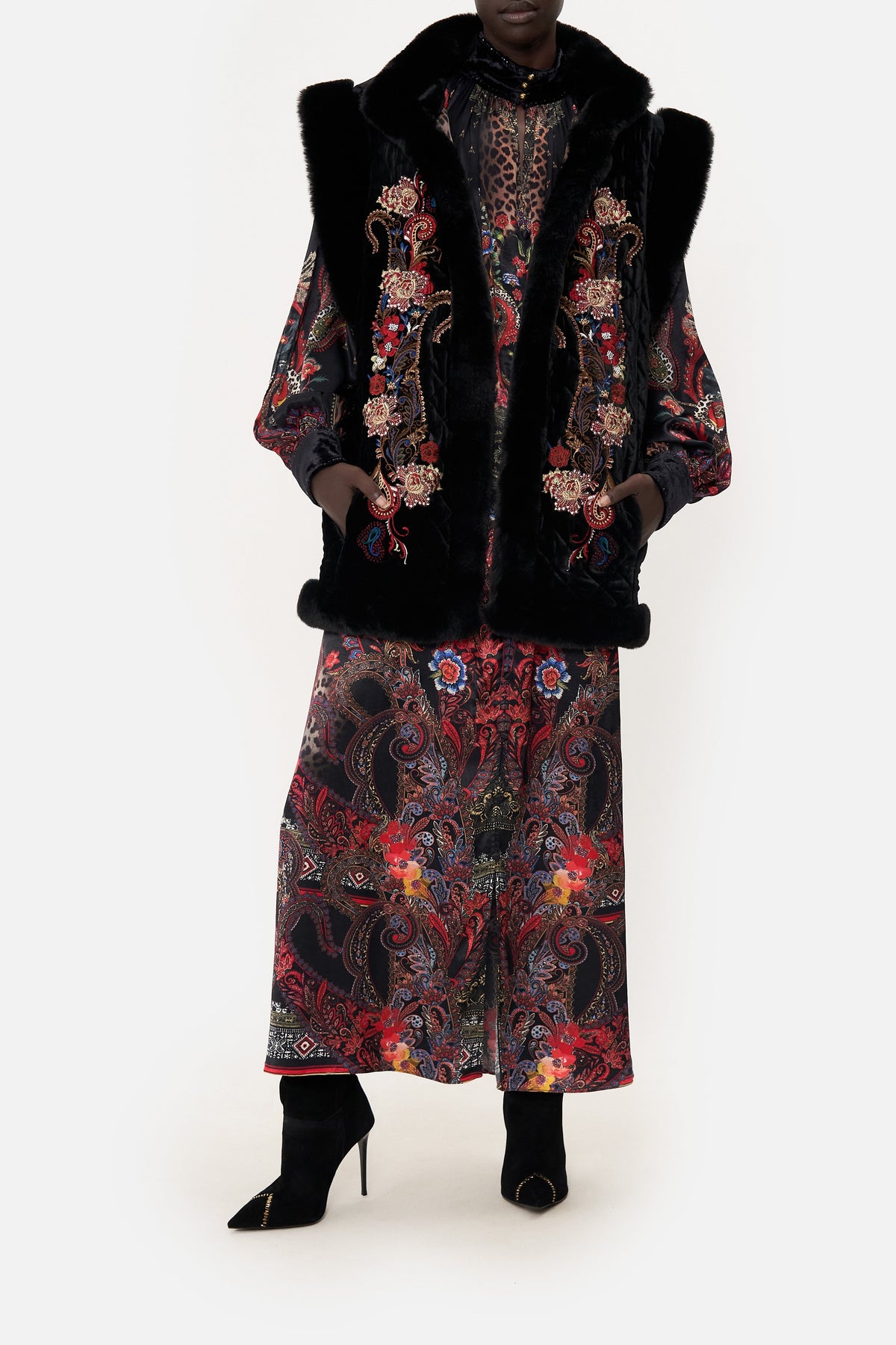 OVERSIZED FEUX FUR GILET WOODSTOCK ROCK