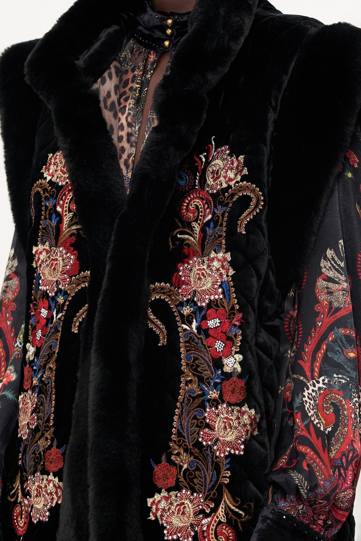 OVERSIZED FEUX FUR GILET WOODSTOCK ROCK