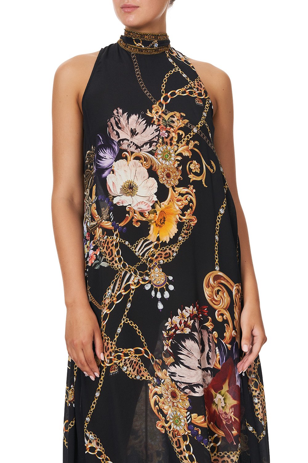 HIGH NECK DRESS WITH BACK NECK TIE A NIGHT IN THE 90S