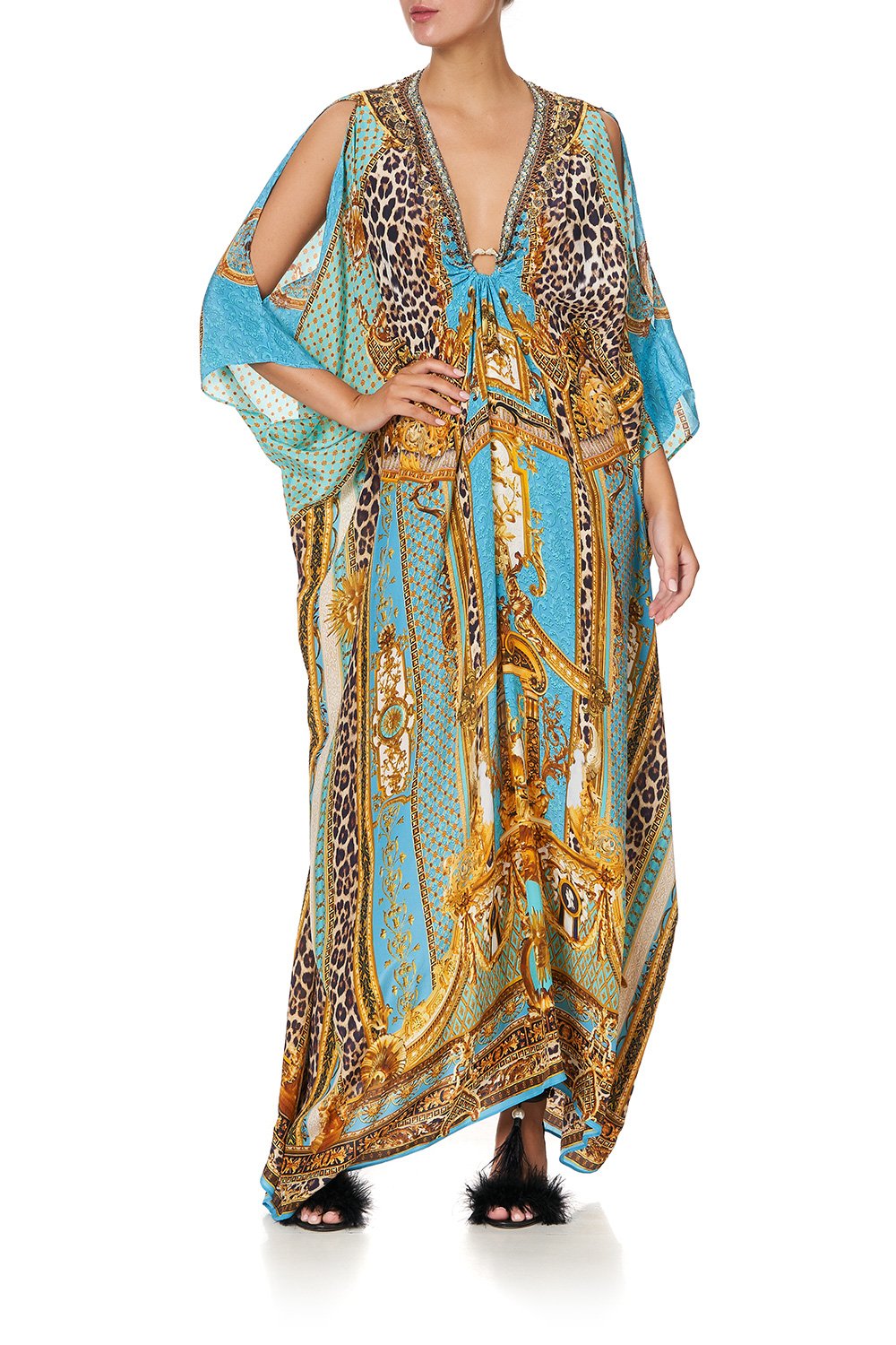 SPLIT SLEEVE KAFTAN WITH HARDWARE DRIPPING IN DECADENCE