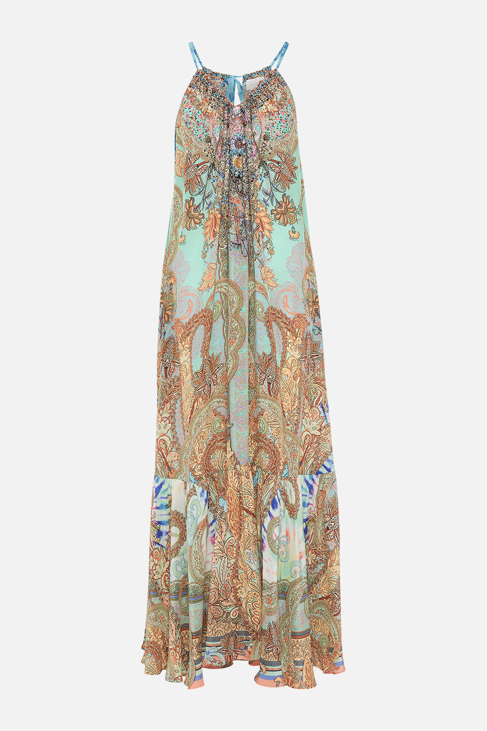 DRAWSTRING HALTER DRESS MAKE LOVE NOT WAR