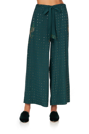 LOUNGE TROUSER WITH TIE WAIST LUXE EMERALD