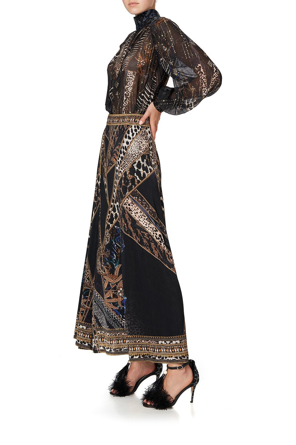 SPLIT DRAPE SKIRT LADY STARDUST