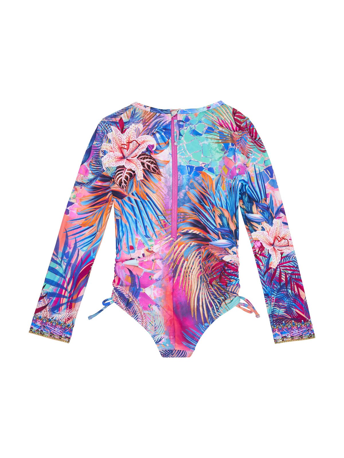 KIDS RUCHED SIDE PADDLESUIT 12-14 SOUTH BEACH SUNRISE