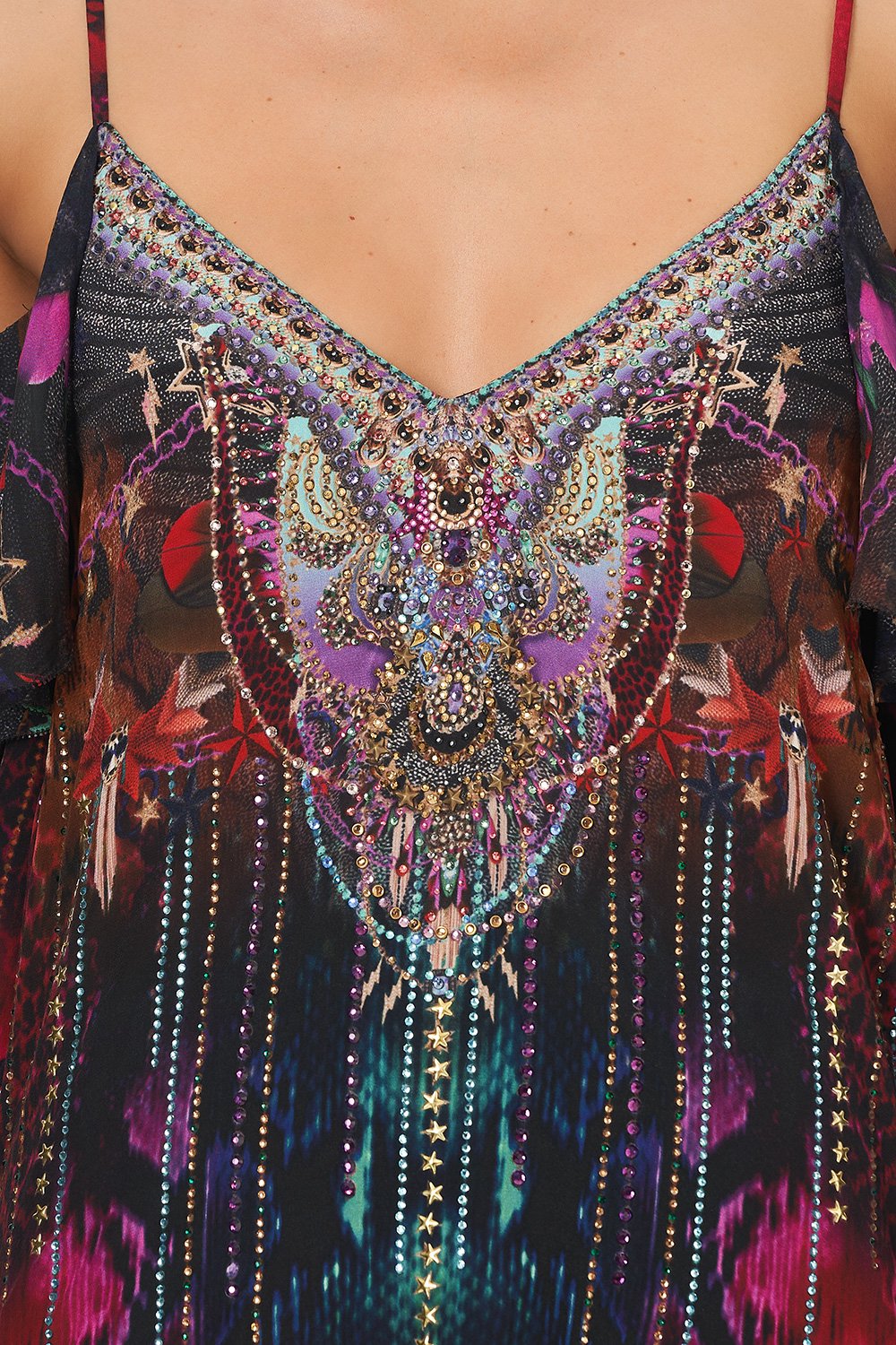 DROP SHOULDER RUFFLE BLOUSE ROCKET WOMAN