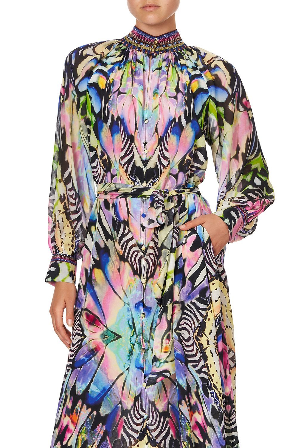 RAGLAN SLEEVE MIDI SHIRT DRESS TRANCE TEMPTATION