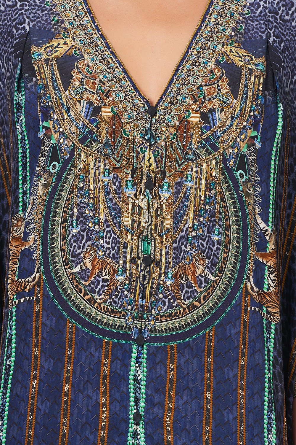 LOOSE BUTTON THROUGH DRESS DRIPPING IN DECO