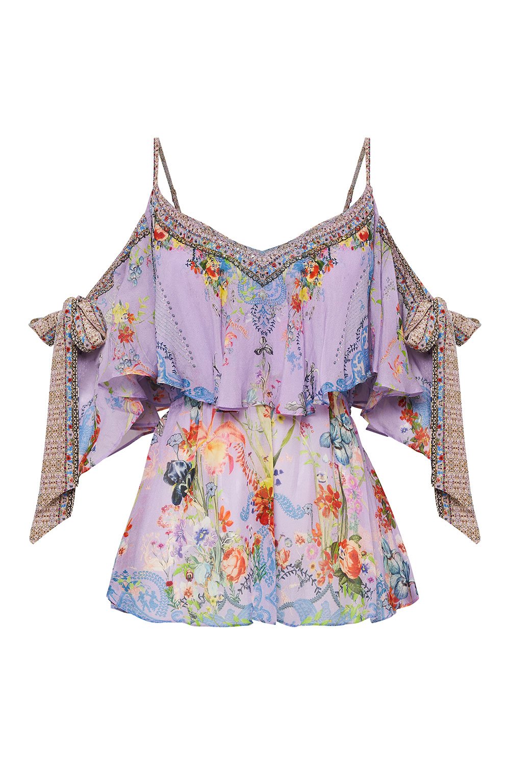 RUFFLE TOP WITH TIE SLEEVE AT FIRST SIGHT