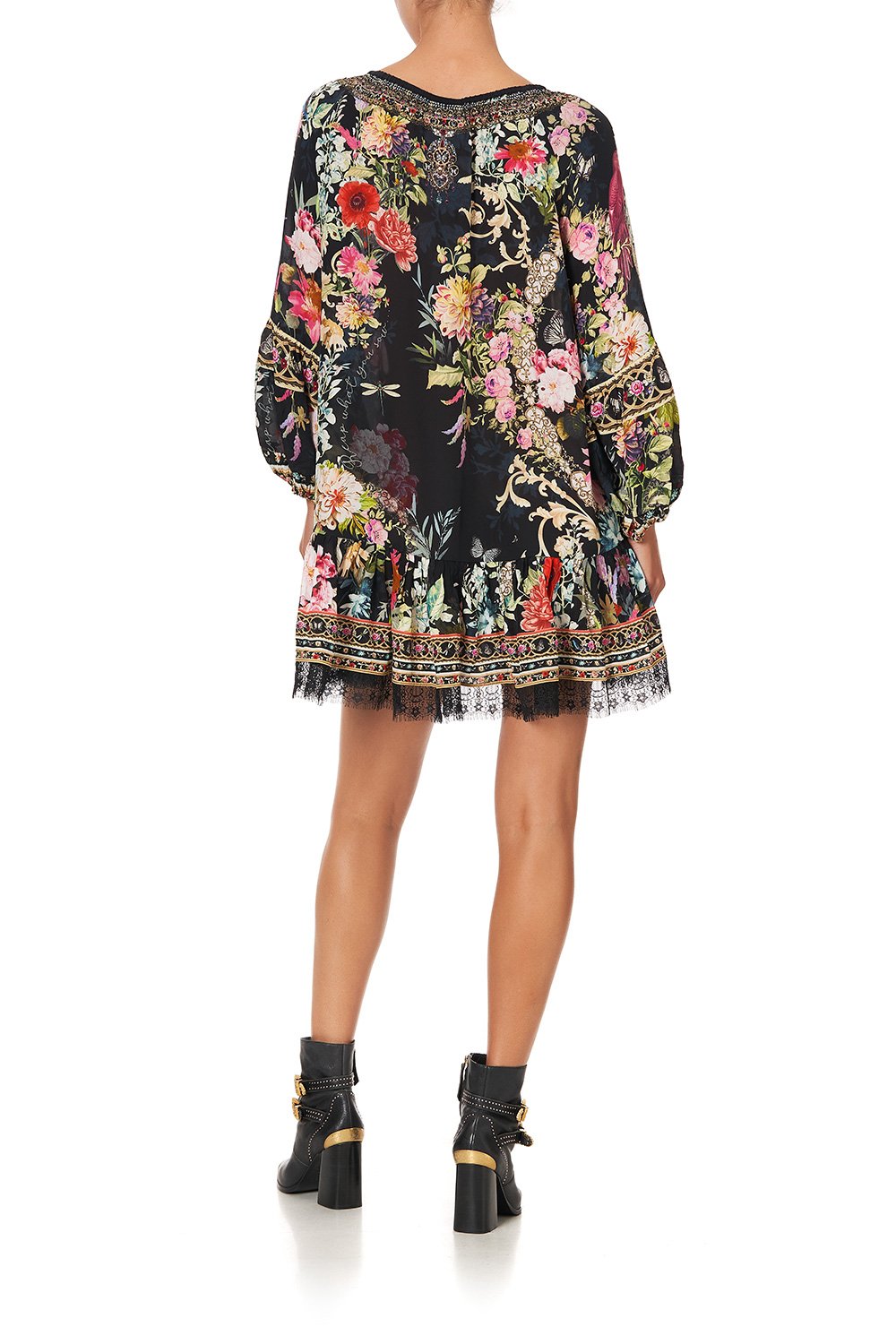 BLOUSON SLEEVE A LINE FRILL DRESS HAMPTON HIVE