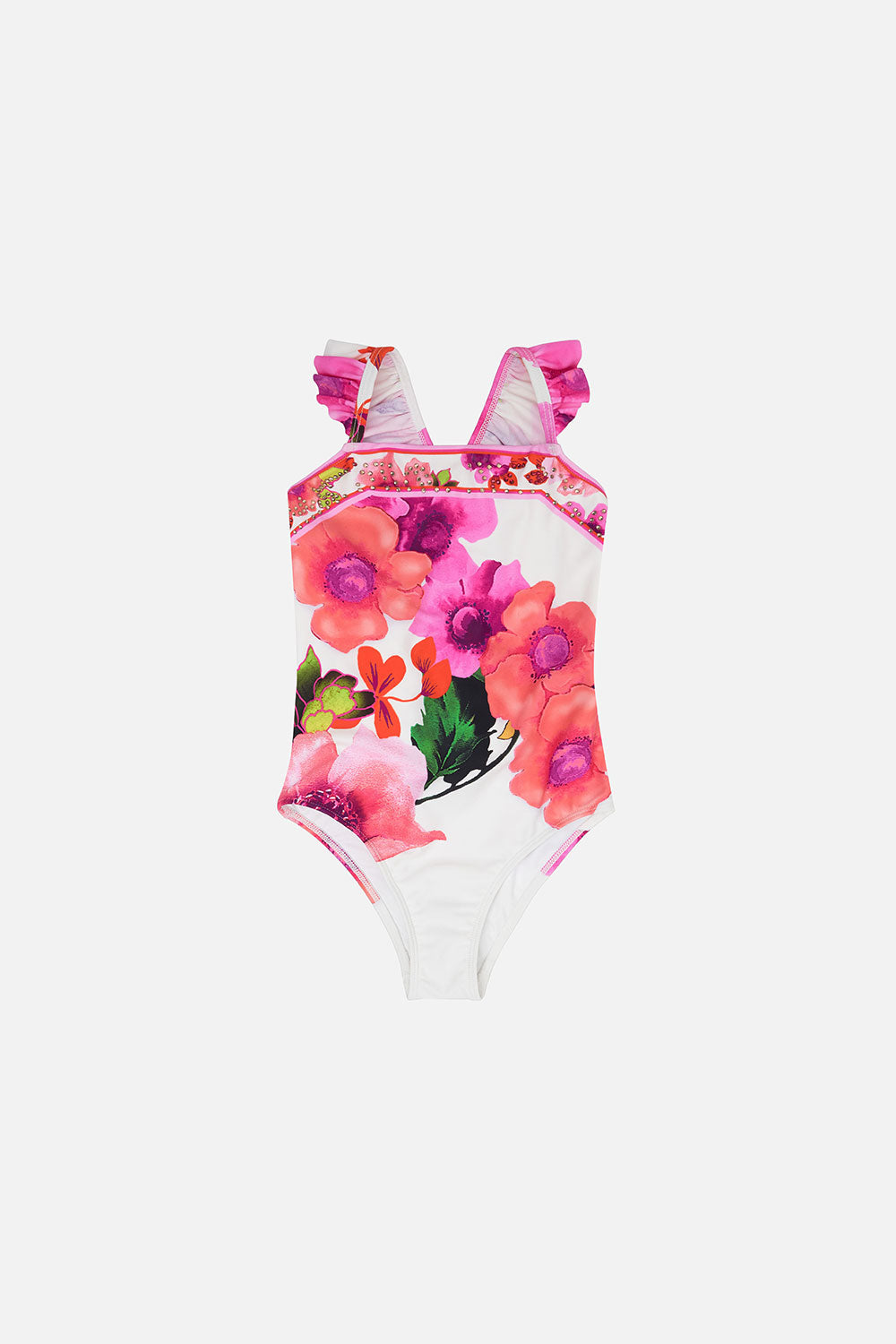 KIDS ONE PIECE WITH FRILL STRAP 12-14 PRETTY AS A POPPY