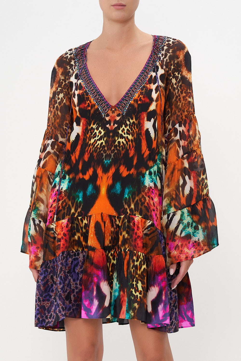 A-LINE GATHERED PANEL DRESS SURREALIST SUSPENSION