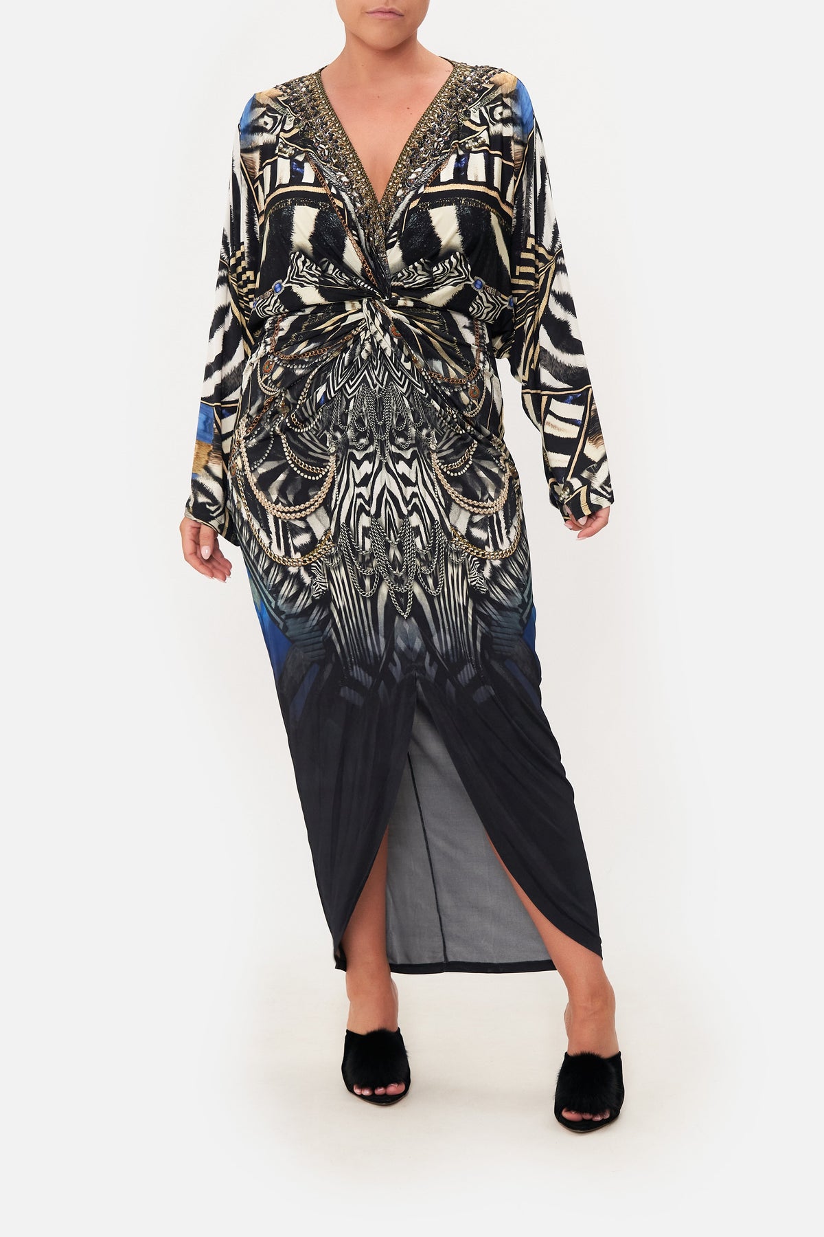 LONG SPLIT FRONT TWIST DRESS KNIGHT OF THE WILD