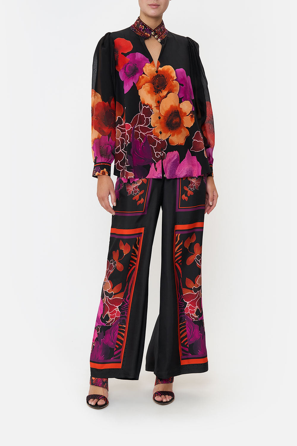 DROP SLEEVE SWING BLOUSE MIDNIGHT POPPY