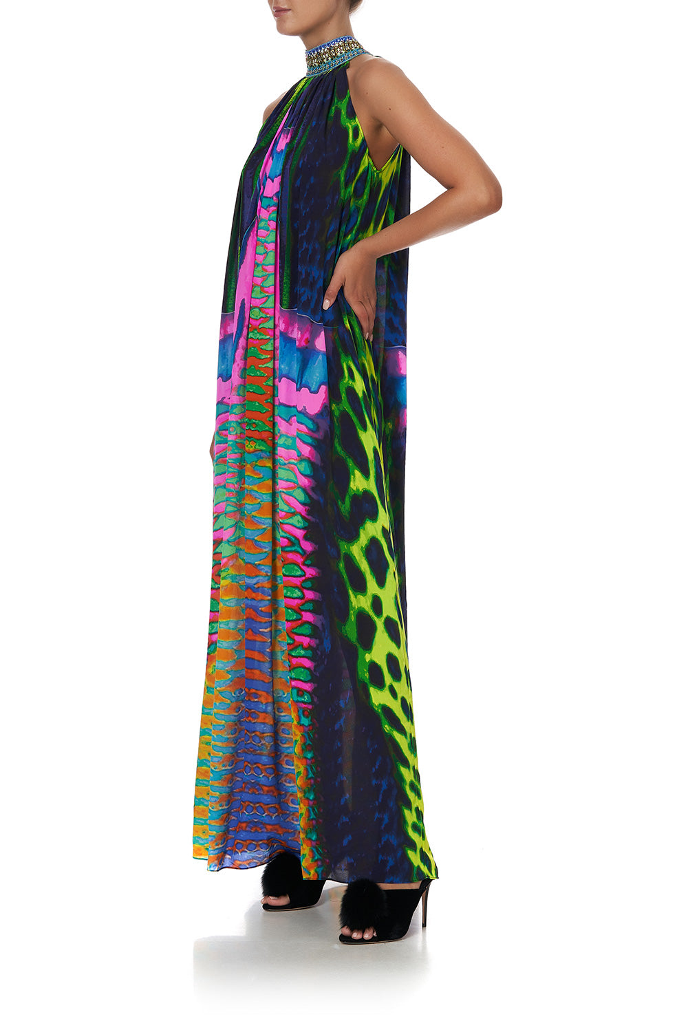 TIE NECK LONG DRESS POSEIDONS POISON