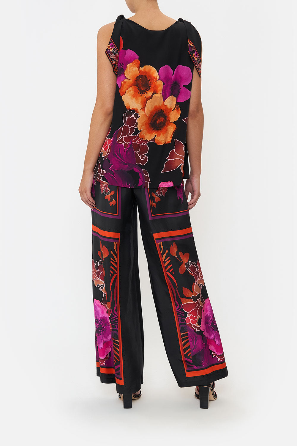 SCARF TIE TOP MIDNIGHT POPPY