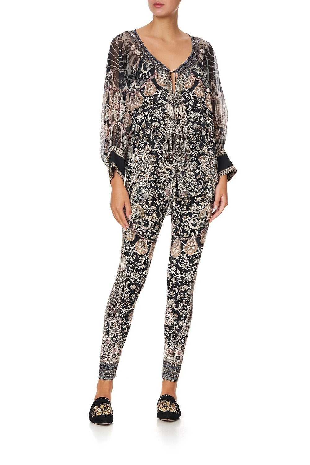 RAGLAN SLEEVE BUTTON UP TOP DUST HER OFF