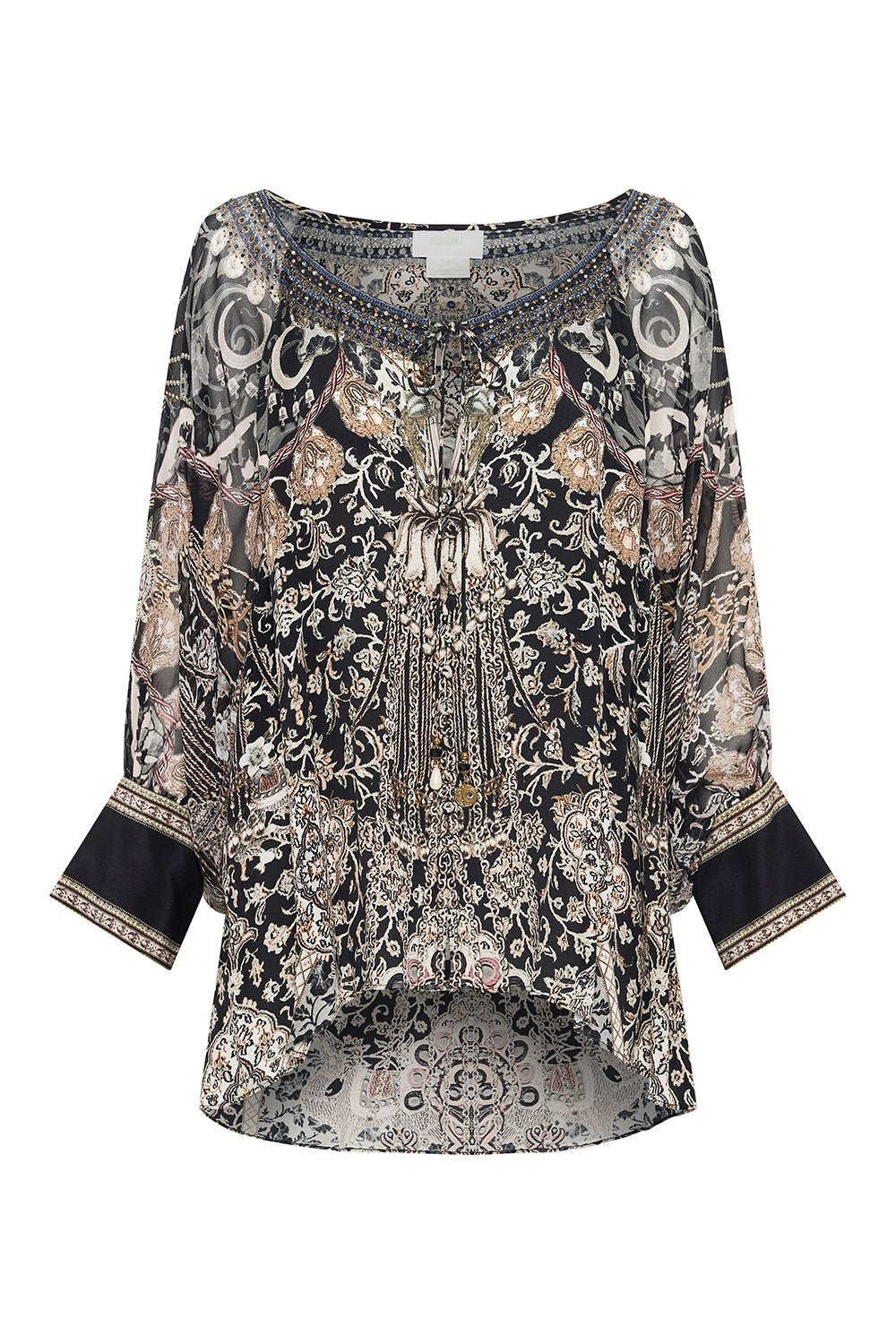 RAGLAN SLEEVE BUTTON UP TOP DUST HER OFF