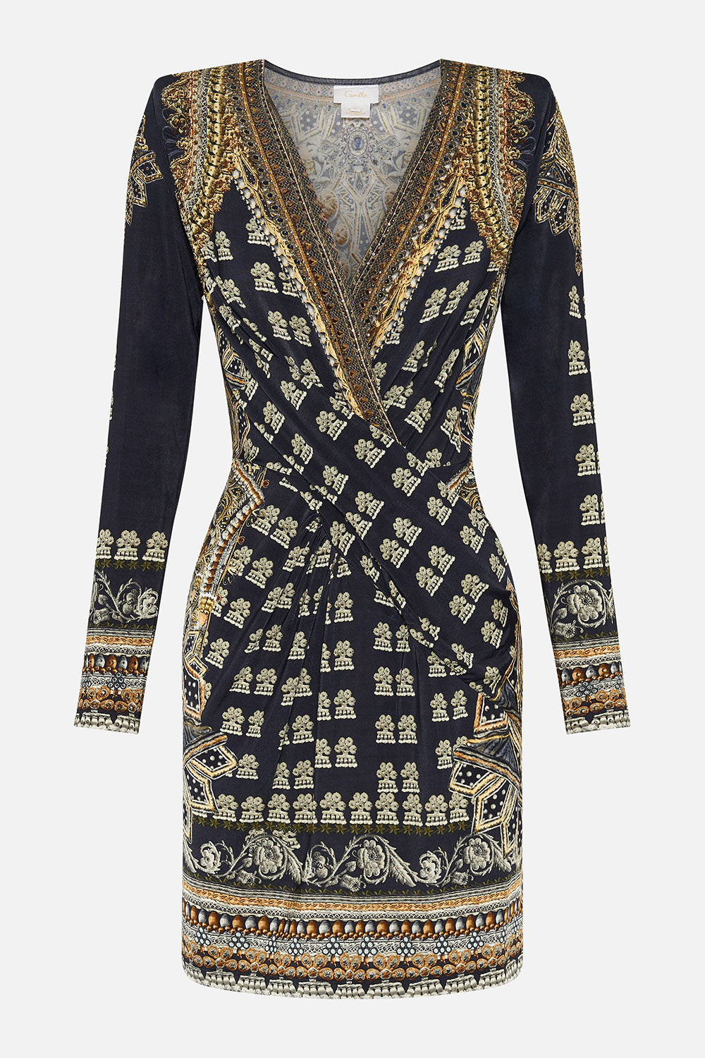 V-NECK CROSS FRONT DRESS ITS ALL OVER TORERO