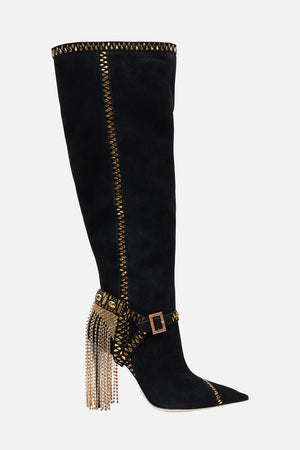 KNEE HIGH STILETTO BOOT SOLID BLACK