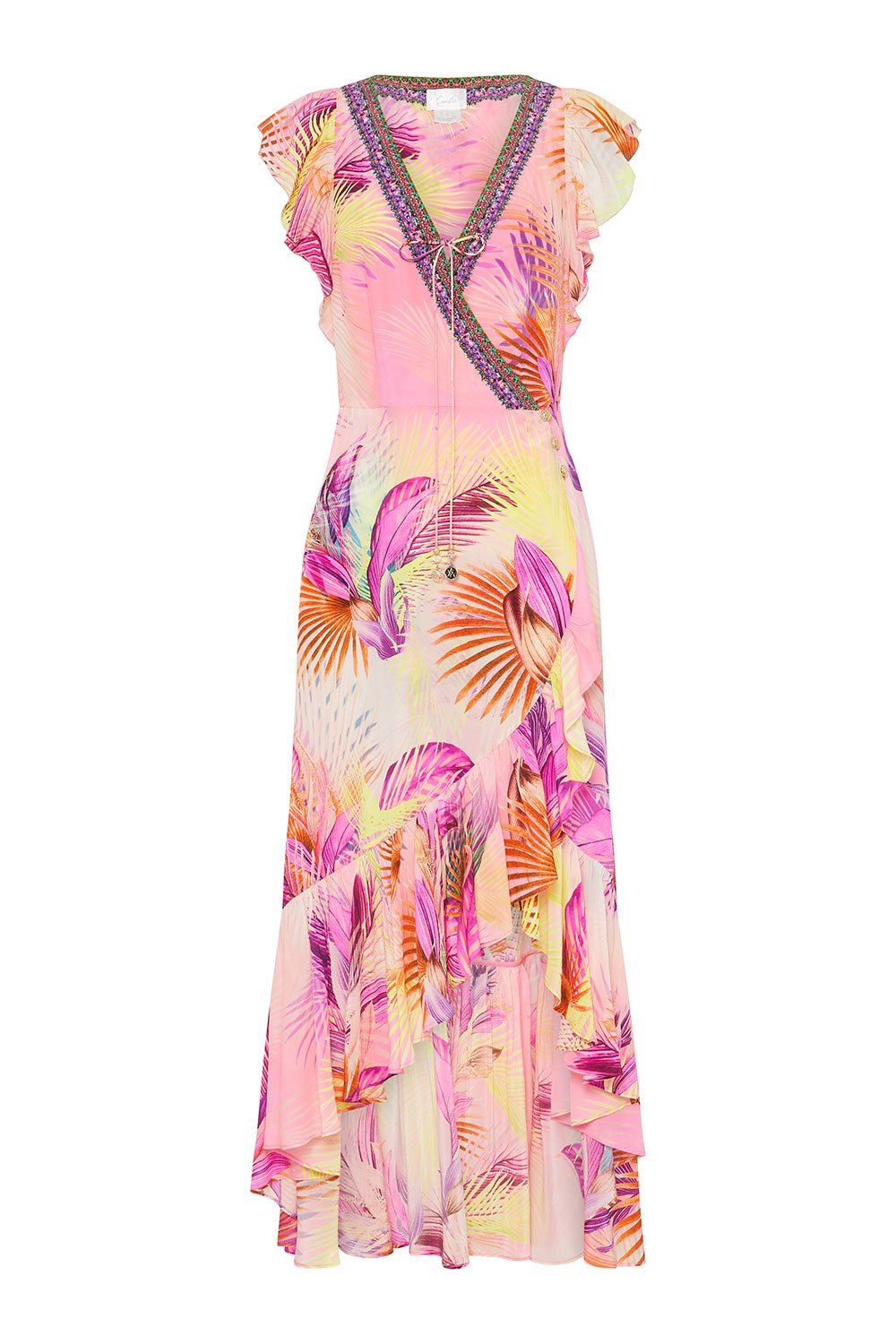 RUFFLE WRAP DRESS SOUTH BEACH SUNRISE