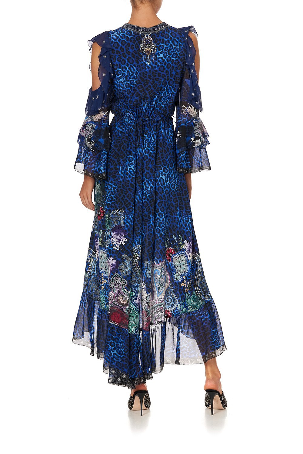 RUFFLE SLEEVE WRAP DRESS CAMDEN MOON