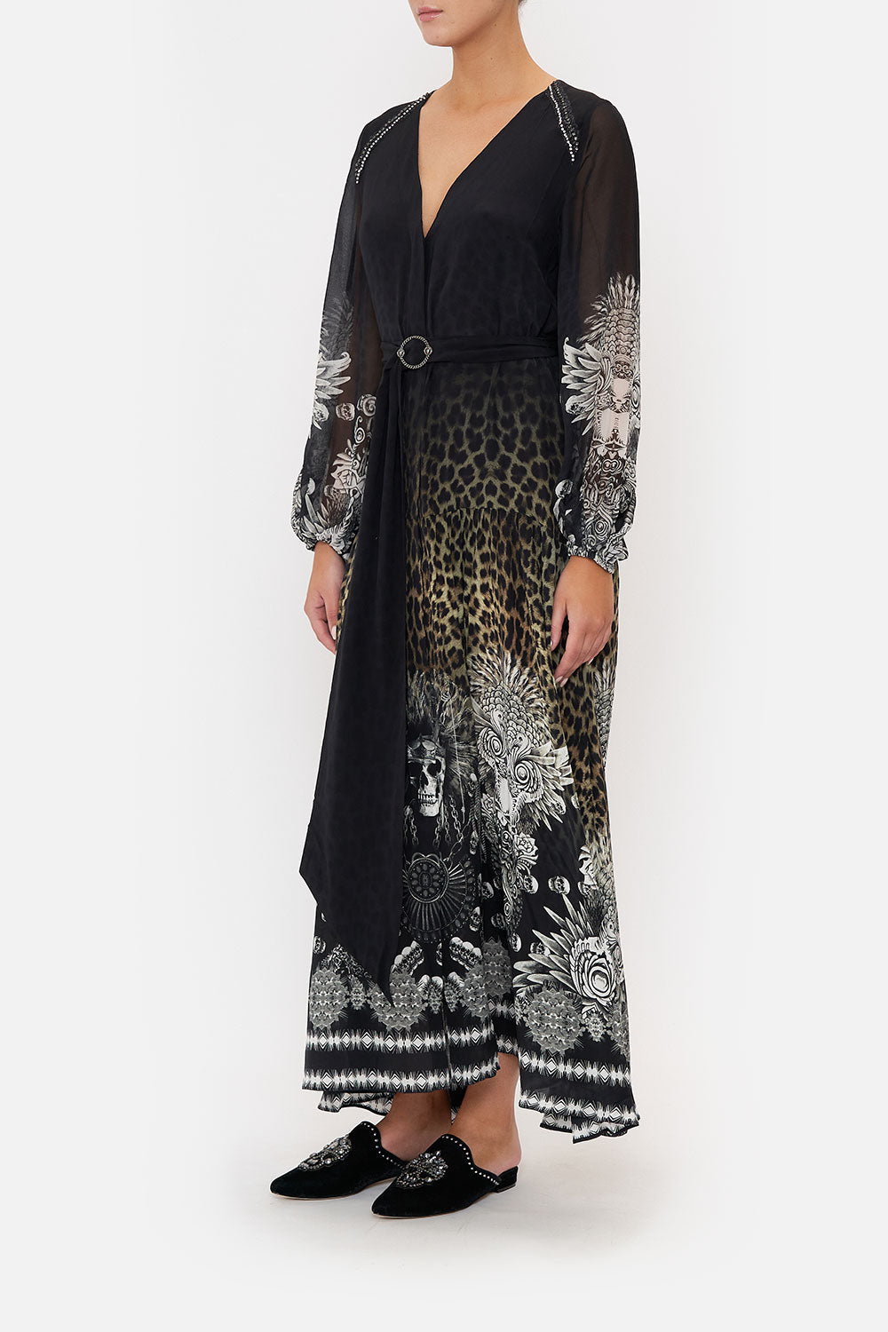 V NECK DRESS WITH BELT ORDER OF DISORDER