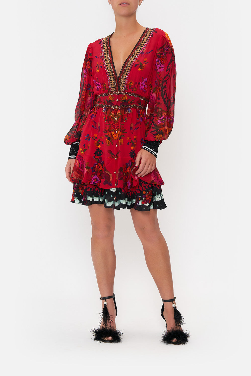 BUTTON FRONT FRILL DRESS VIEW FROM THE VEIL