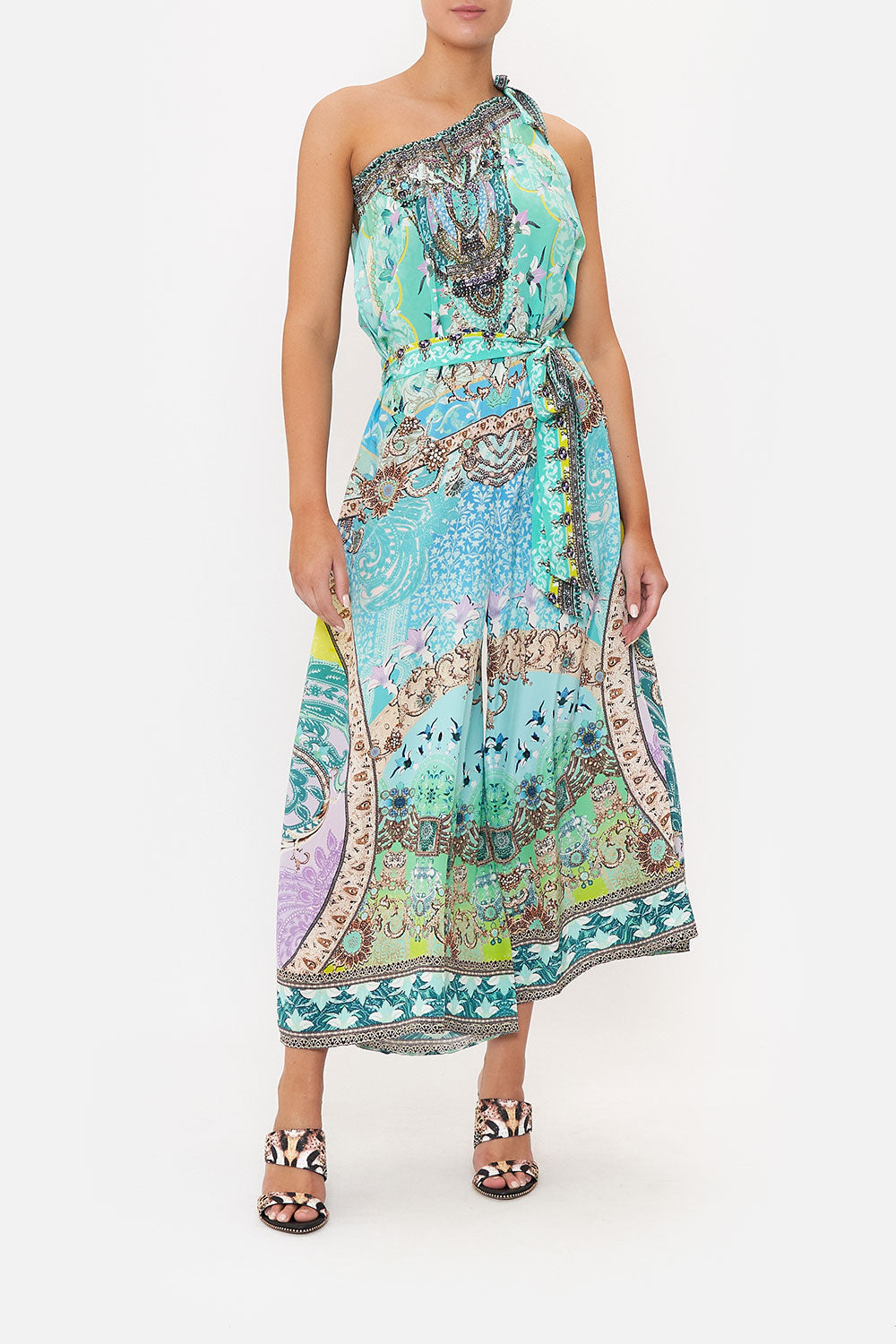 DRAWSTRING NECK JUMPSUIT TURN BACK TIME