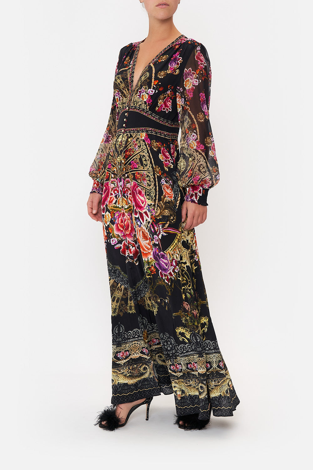 BUTTON DRESS WITH SHAPED WAISTBAND DANCE WITH DUENDE