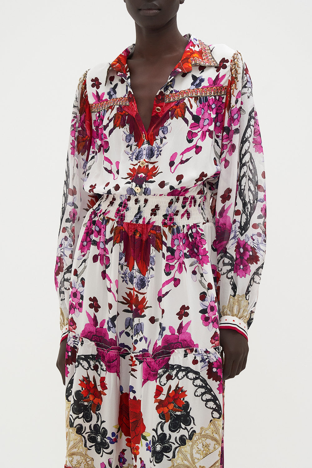 BUTTON THROUGH TIERED DRESS REIGN OF ROSES